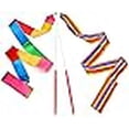 thumbnail image 3 of Dance Ribbons Rainbow Streamers Rhythmic Gymnastics Ribbon Baton Twirling Wands on Sticks 2pc for Kids Artistic Dancing, 3 of 4