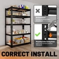 thumbnail image 5 of HOKEEPER Heavy Duty Storage Shelves 5-Tier Adjustable Garage Shelves for Storage 2600LBS, 35.43"W x 15.74"D x 72.05"H Commercial Industrial Shelving Units for Garage Pantry Kitchen Black, 5 of 9