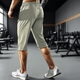 thumbnail image 6 of Garbnen Mens Capris Pants Quick Dry Ice Silk Straight Leg Running Pants for Men Lightweight Elastic Waist Baggy Stretch Gym Fitness Trousers Men with Zipper Pockets, 6 of 6
