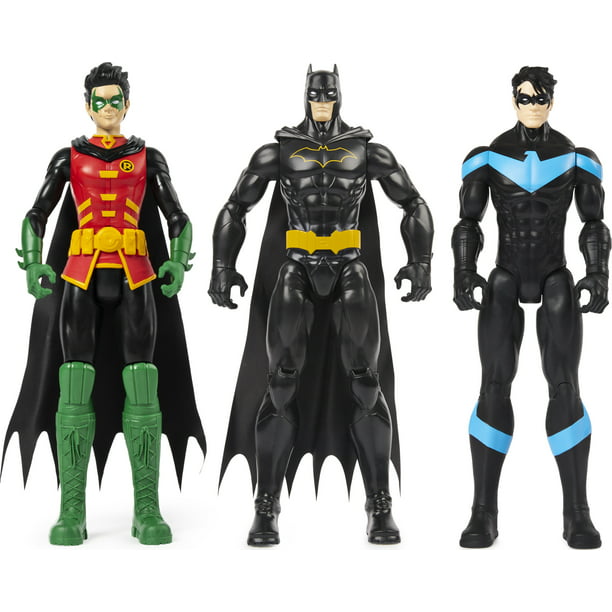 Batman 12-inch Action Figure 3-Pack with Robin, Batman, Nightwing, Kids Toys for Boys Aged 3 and Up