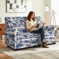 thumbnail image 4 of Xoenoiee Palm Tree Print Reclining Loveseat Cover 6-Piece Set, Stretch Velvet Sofa Slipcover for 2-Seater, Washable Recliner Couch Cover with Storage Pockets, 4 of 6