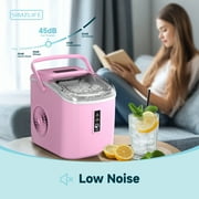 Simzlife Countertop Ice Maker with Handle,Portable Ice Machine with Basket and Scoop, 9 Bullet Ice In 6 Mins, 26Lbs/24H, Self-Cleaning