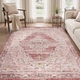 thumbnail image 3 of VUNATE 9'x12' Area Rugs for Living Room Washable Rugs Floral Vintage Area Rug Botanical Indoor Carpet Soft Rugs for Bedroom Office Dining Room Kitchen Accent Rug Contemporary Home Decor Pink, 3 of 8