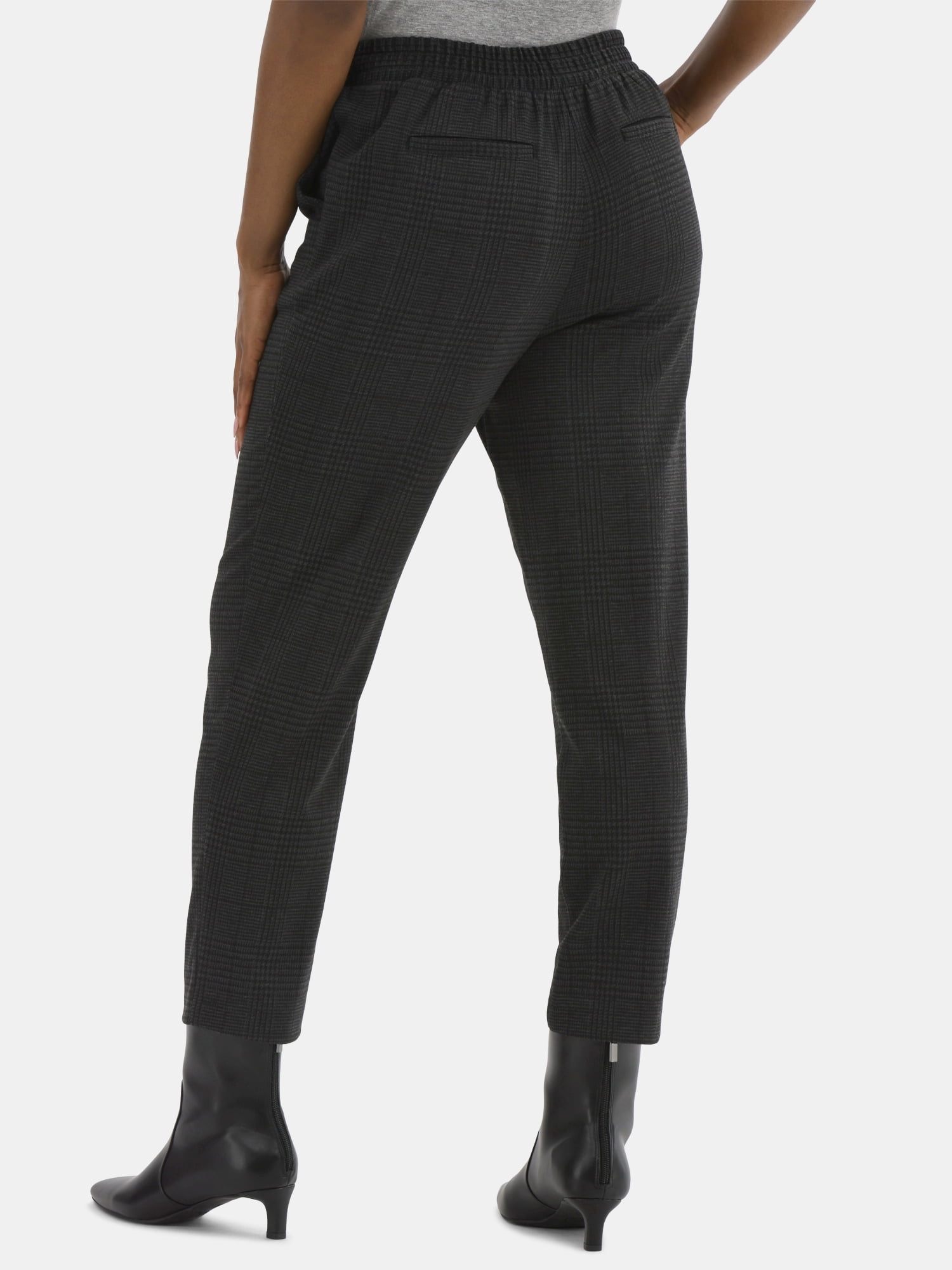 Time and Tru Women's High Rise Tapered Drawstring Pants with Pintuck, 27" Inseam, Sizes XS-XXL