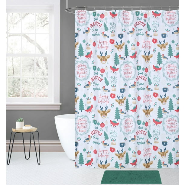 Christmas Shower Curtain Set 