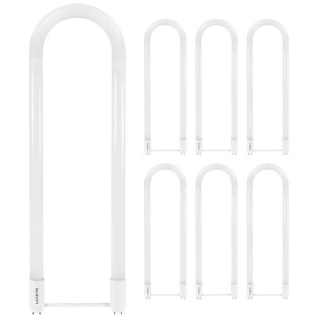 Eco 10 Ballasts - Luxrite U Bend LED Tube Light, T8 T12, 18W (32W Equivalent), 3500K Natural White, 2100 Lumens, Fluorescent Light Tube Replacement, Direct or Ballast Bypass, DLC and ETL Listed, G13 Base (6 Pack)