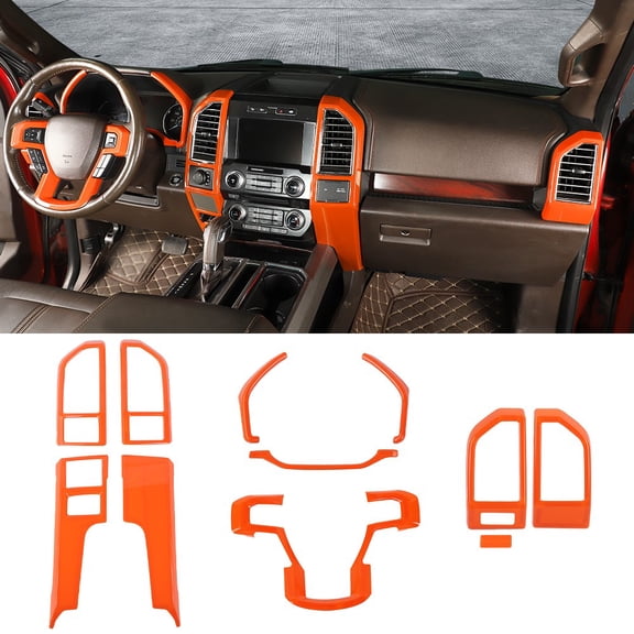 Orange Center Console Dash Accessories Trim Covers Full Kit for Ford F150 15-20