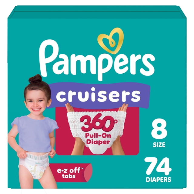 Couches Pampers Cruisers 360°, taille 8, 74 unités
