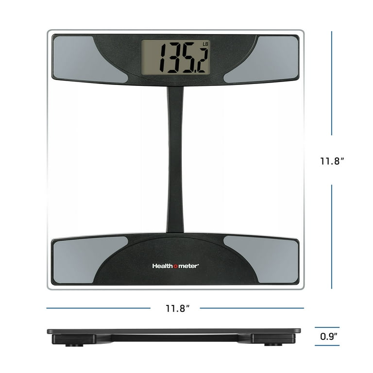 Health o meter Weight Tracking Digital Scale 400 lbs Capacity LCD Display Glass Platform 2 Users Clear and Black