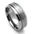 thumbnail image 2 of 8MM Comfort Fit Titanium Wedding Band Beveled Edges Grooved Ring (Size 7 to 14), 2 of 4