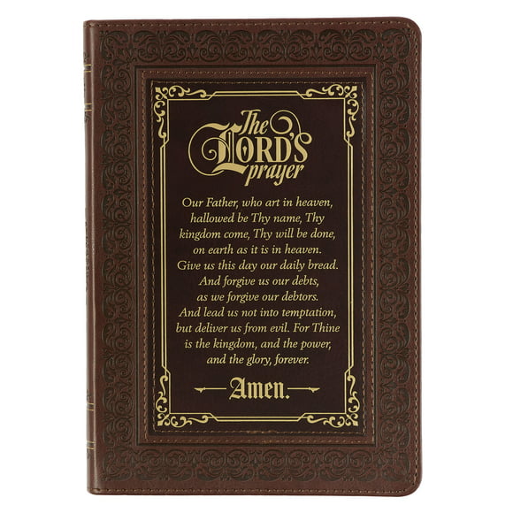 Christian Art Gifts Classic Journal the Lord's Prayer Mathew 6:9-13 Bible Verse Inspirational Scripture Notebook for Men/Women, Ribbon Marker, Debossed Brown Faux Leather Flexcover, 336 Ruled Pages (H