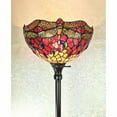thumbnail image 4 of 69" Black And Red Torchiere Floor Lamp With Red Dragonfly Glass Dome Shade, 4 of 9