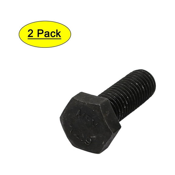 2pcs M12x35mm Thread 12.9 Grade External Hex Head Left Hand Screw Bolt Black