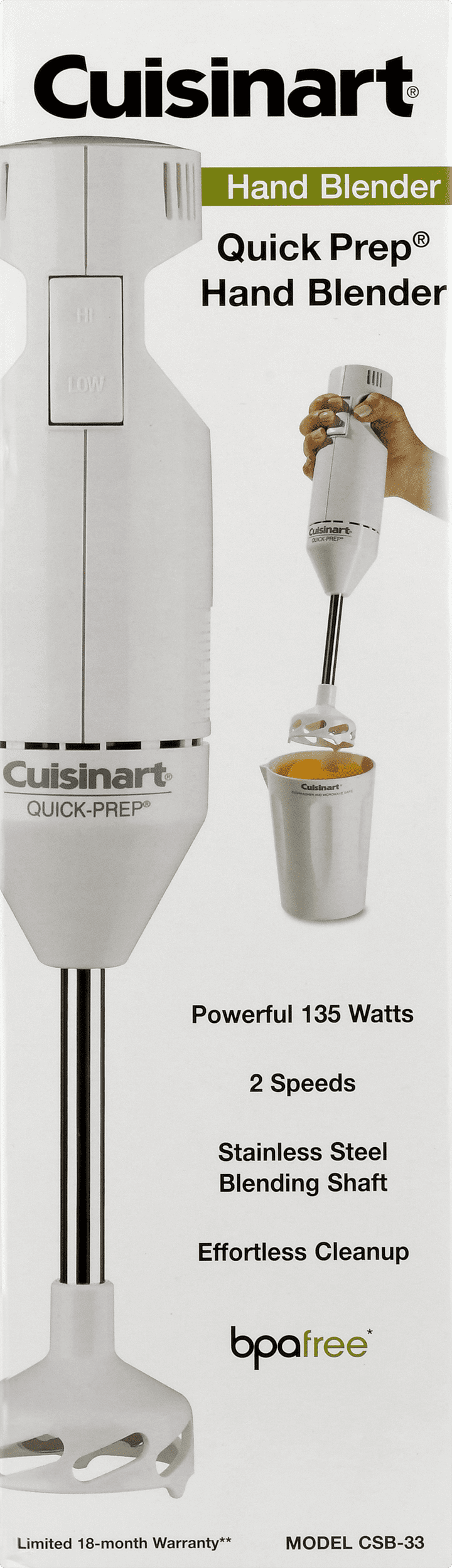 Cuisinart Quick-Prep Single-Speed Hand Blender - White - CHB-60TG