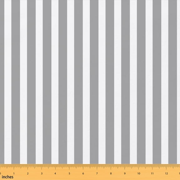 Erosebridal Gray White Vertical Stripe Fabric by the Yard 1 Yard, Line Pattern Home Decor Fabric by the Yard