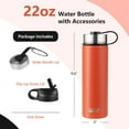 thumbnail image 2 of Canddidliike 22 Oz Double-walled Insulated Stainless Steel Water Bottle with 2 Lids and Straw-Orange, Modern Water Bottle with Straw Lid Vacuum Insulated Stainless Steel Metal Thermos Bottles, 2 of 7