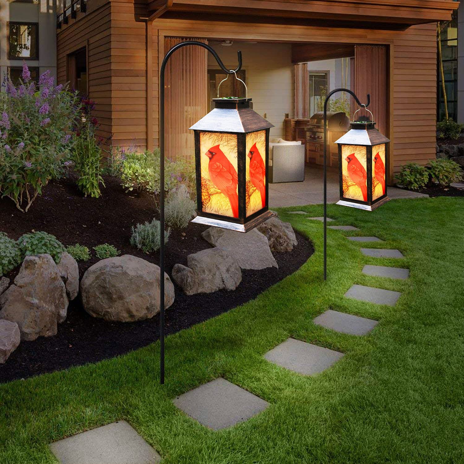 Waterproof LED Candle Lights, Outdoor Hanging Solar Lantern, Decorative  Cardinal Lights Tabletop Lamp for Outdoor Patio Garden Deck Yard Decor 