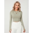 thumbnail image 2 of RWJDXD Hauts à Manches Longues pour Femmes Col Rond Superposition T-Shirt Ajusté Polyvalent pour Sortir avec Trous pour les Pouces, 2 of 6