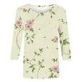 thumbnail image 4 of CYMMPU Business Work Blouses Dressy Tunic Tops Summer Fall Casual Shirts Floral Printed 3/4 Length Sleeve Basic Tees Crewneck 2025 Clothes for Women Multicolor M, 4 of 5