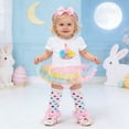 thumbnail image 2 of JAJAHO Infant Baby Girl Clothes Toddler Kids 4 Piece Set Cute Cartoon Print Short Sleeve Letter Tutu Dress With Headband Shoes Leg Warmers 0-24 Months Comfortable Outfit, 2 of 5