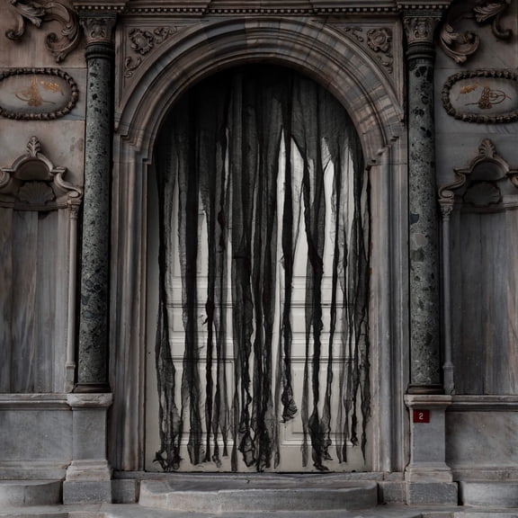 Ebaokuup 3 Pcs 65" x 39" Black Spooky Halloween Gauze Doorway Curtains