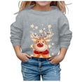 thumbnail image 1 of PMVFHDE Liquidation Chandails en Molleton Mignons pour Filles Imprimé de Noël Automne et Hiver Col Rond Manches Longues Décontracté Sans Capuche Chandails en Molleton Graphiques, Gris, 9-10 Ans, 1 of 4