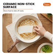 MCQ 17 Pcs Nonstick Cookware Set Pots and Pans, Non-toxic with Stay-Cool Handles for Kitchen, Beige