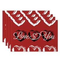 SUNOLIFE Valentine Placemats Set of 4,Red Valentine's Day Table Place Mats 12x18 inch