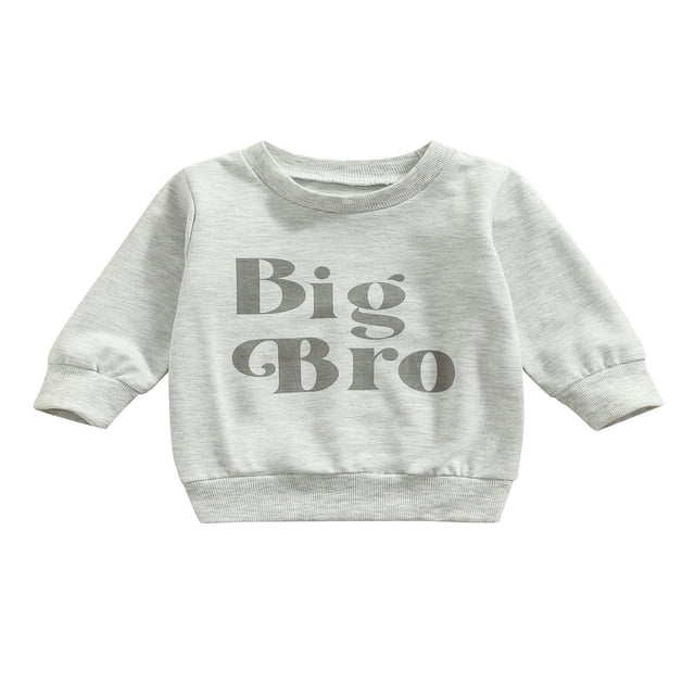 Infant Baby Boy Girl Fall Winter Clothes Letter Print Long Sleeve Pullover Sweatshirt Sweater Tops Big Bro 3-4 Years