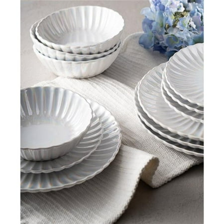 Godinger 66133 Pearl & Iridescent Scalloped Dinnerware Set, 12 Piece