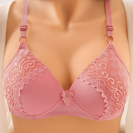 TrendVibe365 Wirefree Bras with Support and Lift Womens Wireless Push up Bralettes Padded Triangle Adjustable Strap Bustier Full Coverage Crop Cami Top Sexy Lingerie Red 36
