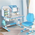 thumbnail image 2 of YNCE Kids Study Desk and Chair Set, Height Adjustable Kids Table and Chairs, Desk for Bedroom, Children School Study Writing Tables with Large Writing Board, Ideal Gifts for Boys Girls, 2 of 9