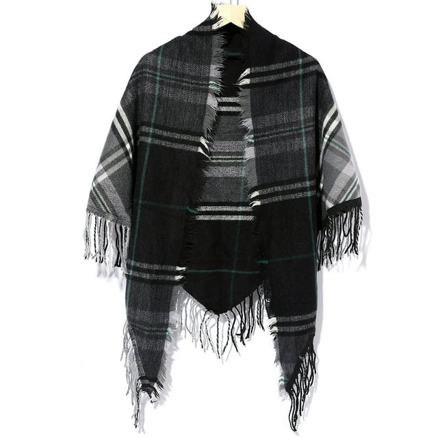 Coofit Shawl Scarf Plaid Polyester Triangular Blanket Scarf Winter Scarf for Ladies