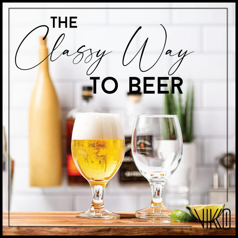 Vikko Beer Mug, Set of 4 Glass Beer Mugs, 17 Ounce, Dishwasher Safe Durable  Drinking Glass for Craft Brews, Beer or Water