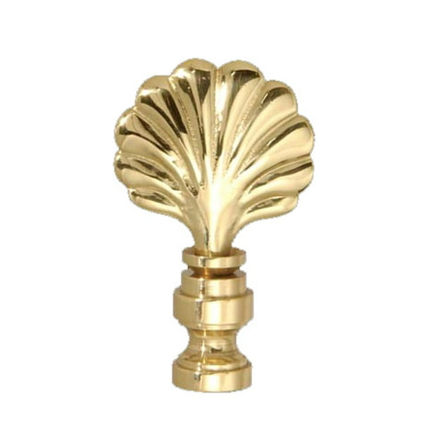 B&P Lamp® Brass Clam Shell Decorative Lamp Shade Finial, 1/427F Thread