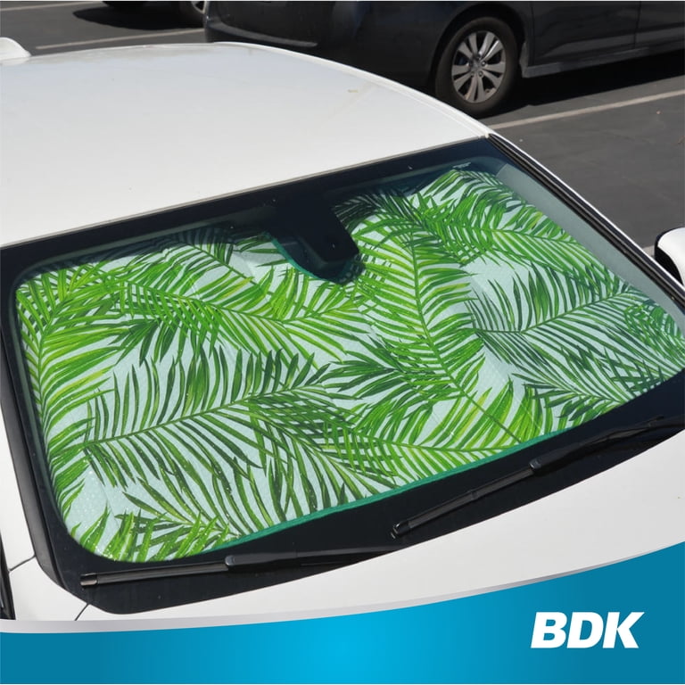 BDK Tropical Leaves Auto Windshield Sun Shade, 58" x 28" photo 7