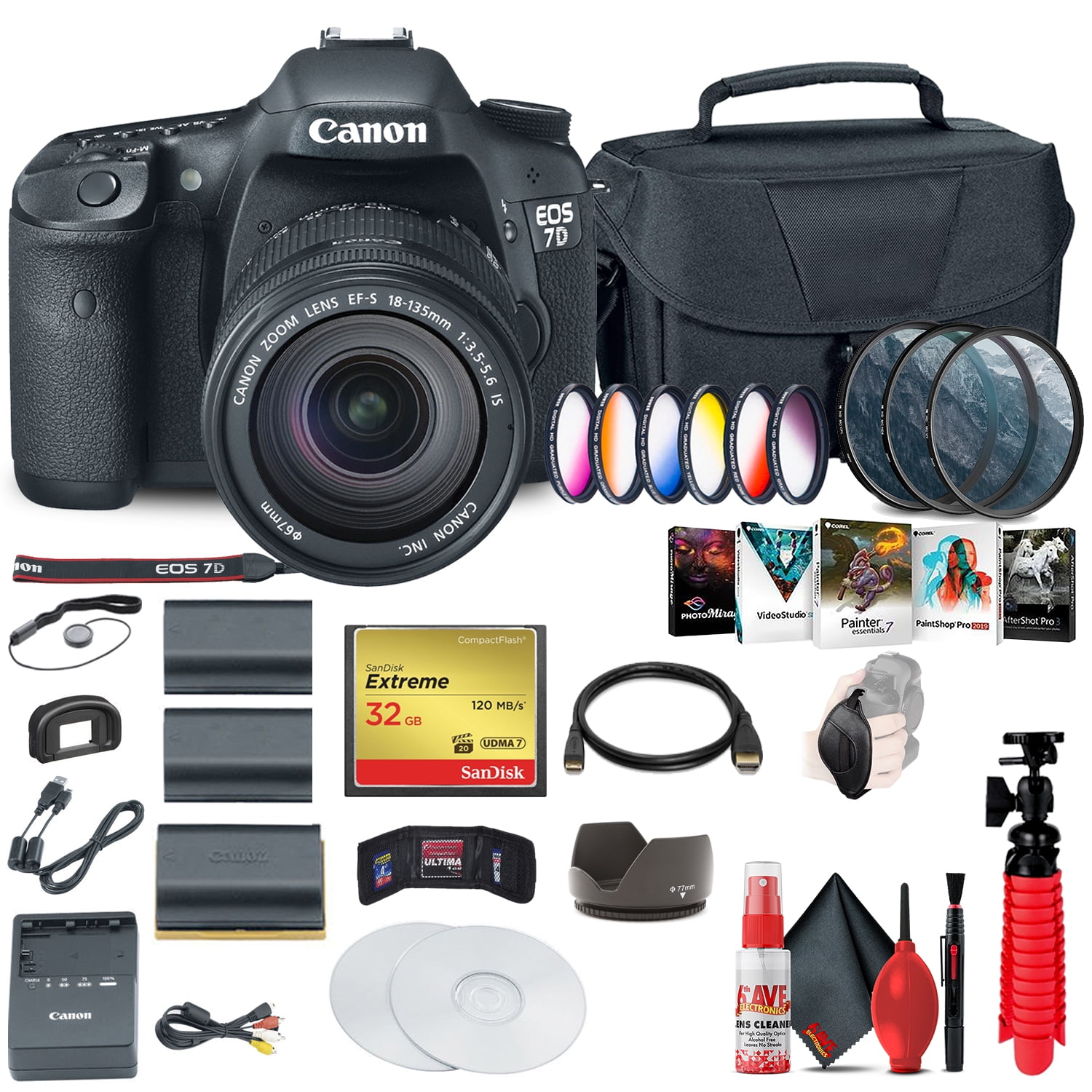 Canon EOS 7D DSLR Camera with 18-135mm Kit (3814B016) + EF Canon EOS 7D DSLR Camera with 18-135mm Kit (3814B016) + EF