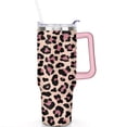 thumbnail image 2 of 40oz Fashion Leopard Pattern Stainless Steel Flip Straw Tumbler Spill Proof Travel Cup Double Wall Vacuum Insulated Coffee Mug with Top Handle, 2 of 6