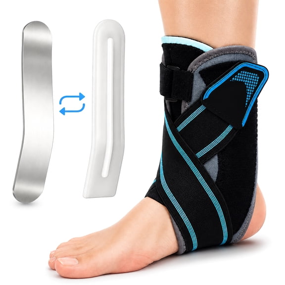 Ankle Brace for Sprained Ankle, Dual Rigid & Flexible Support, Post-Op Recovery & Re-Injury Prevention, Black, One Size