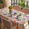 thumbnail image 3 of Watercolor Floral Table Cloths for 4 Foot Rectangle Tables, Retro Botanical Flowers Leaves Spring Beige Patio Waterproof Elastic Fitted Tablecloths, Washable Rectangular Table Cover for Camping, 3 of 8