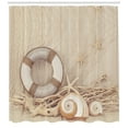 thumbnail image 3 of Coastal Decor  Welcome On Board Buoy Wooden Sepia Fishnet, Bathroom Accessories, 69W X 70L Inches, By Ambesonne, 3 of 3