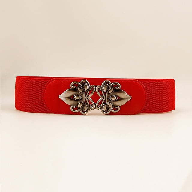 Cinturón elástico para mujer, cintura ancha elástica, ajustado, adelgazante, para vestir, camisa, abrigo, cintura exterior negra, universal