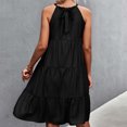 thumbnail image 4 of BLVB Women Summer Casual Sleeveless Dress Tiered Flowy Boho Sun Dress Loose Pleated Beach Party Mini Dress, 4 of 4