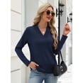 thumbnail image 6 of Zeagoo V Neck Blouse for Women Casual Dressy Basic Tops Soft Solid Long Sleeves Shirts Trendy Fall Tops, 6 of 8