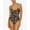 Black, Brown, variant on Women's Black Animal Print Stretch Removable Cups Lined Deep V Neck Adjustable Eternal One Piece Swimsuit XS