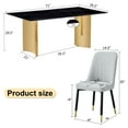 thumbnail image 4 of LiviNest Modern Dining Table Set with 6 Chairs: Marble Pattern Glass Top & Golden Metal Legs - 71" x 39.3" Kitchen Table Set for Small Space & Studio Use, 4 of 6