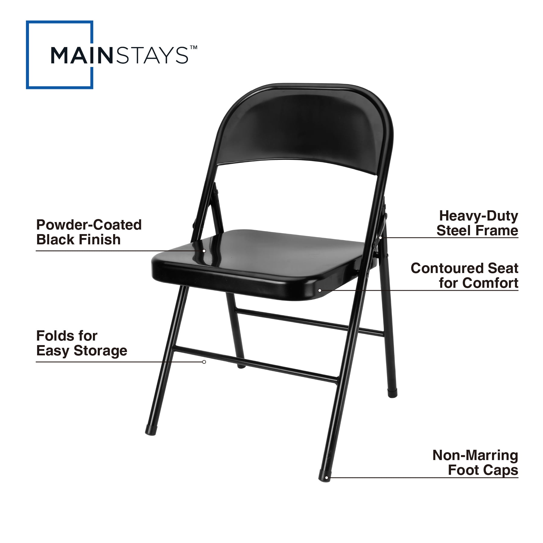 Mainstays Folding Steel Chair, Black