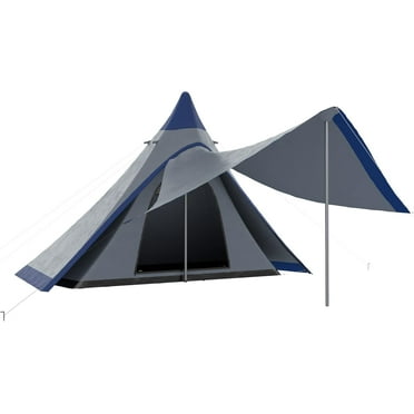 15.4'x15.4'x8.5' Teepee Tent, Waterproof Camping Tent with Porch Area, Floor and Carry Bag, for 2-3 Person Outdoor Backpacking Camping Hiking