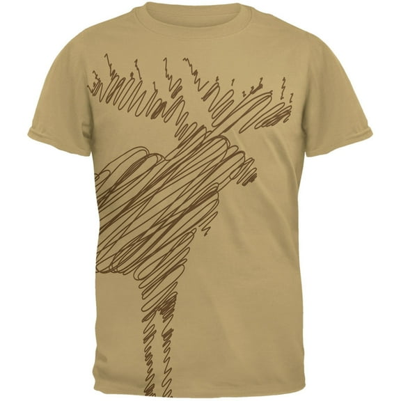 Moose Scribble Drawing All Over Tan Adult T-Shirt - Small