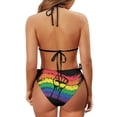 thumbnail image 6 of Chririnla Pride Rainbow Halter Triangle Bikini Set - Empowering Slogan & Raised Fist Design, Quick Dry Two-Piece Swimwear for Beach & Pool Vacations, 6 of 9